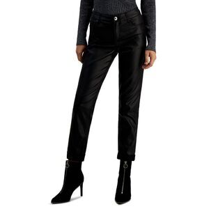 INC International Concepts Womens Mid Rise Coated Straight Leg Jeans